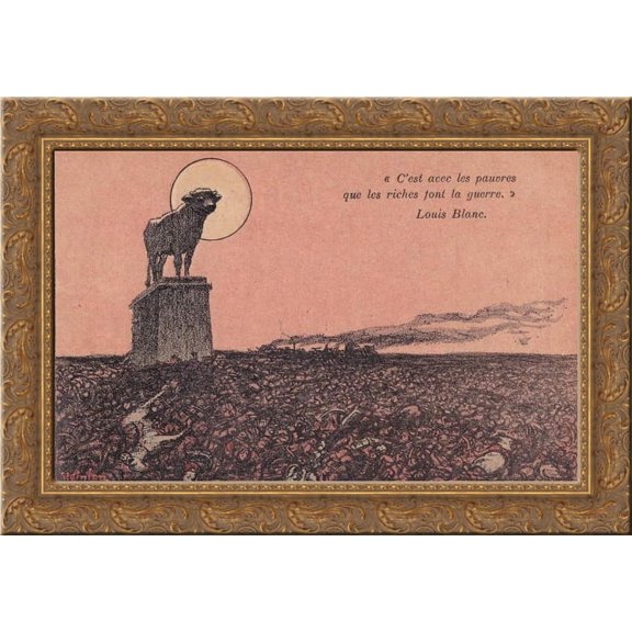 C'est avec les pauvres 24x18 Gold Ornate Wood Framed Canvas Art by Theophile Steinlen