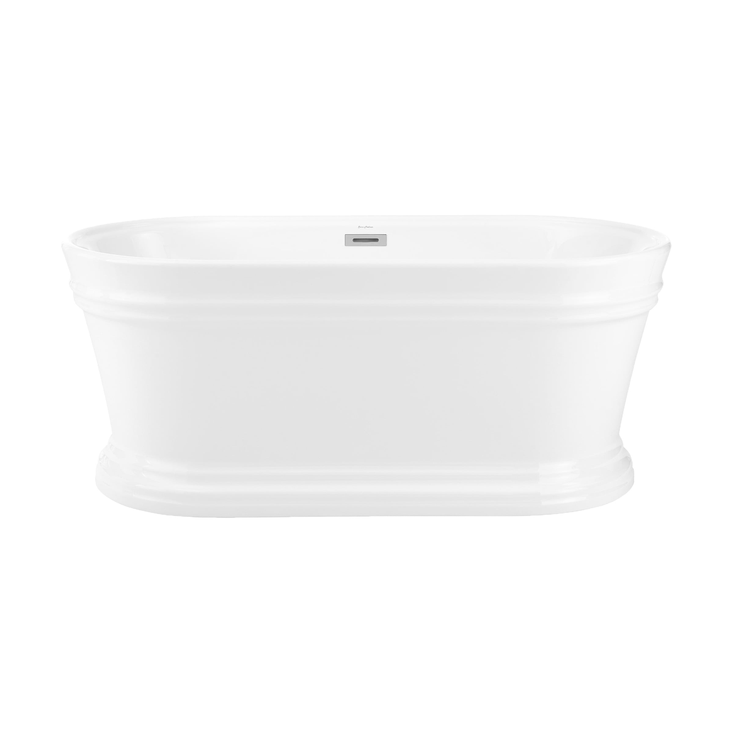 Celeste 60" Glossy White Acrylic Oval Freestanding Soaking Bathtub