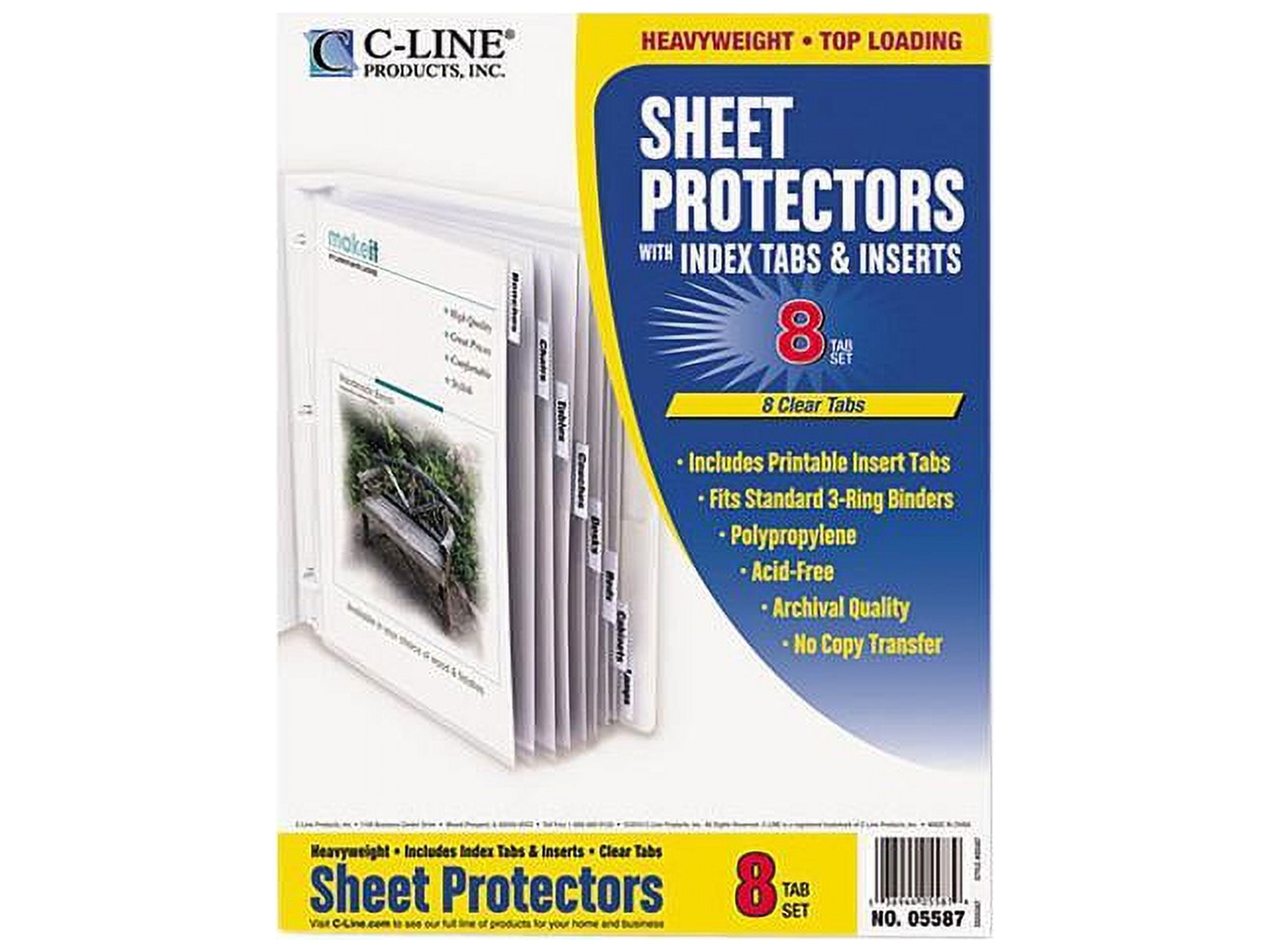 C-line 05587 Sheet Protectors w/Eight Clear Index Tabs & Inserts, Heavy ...