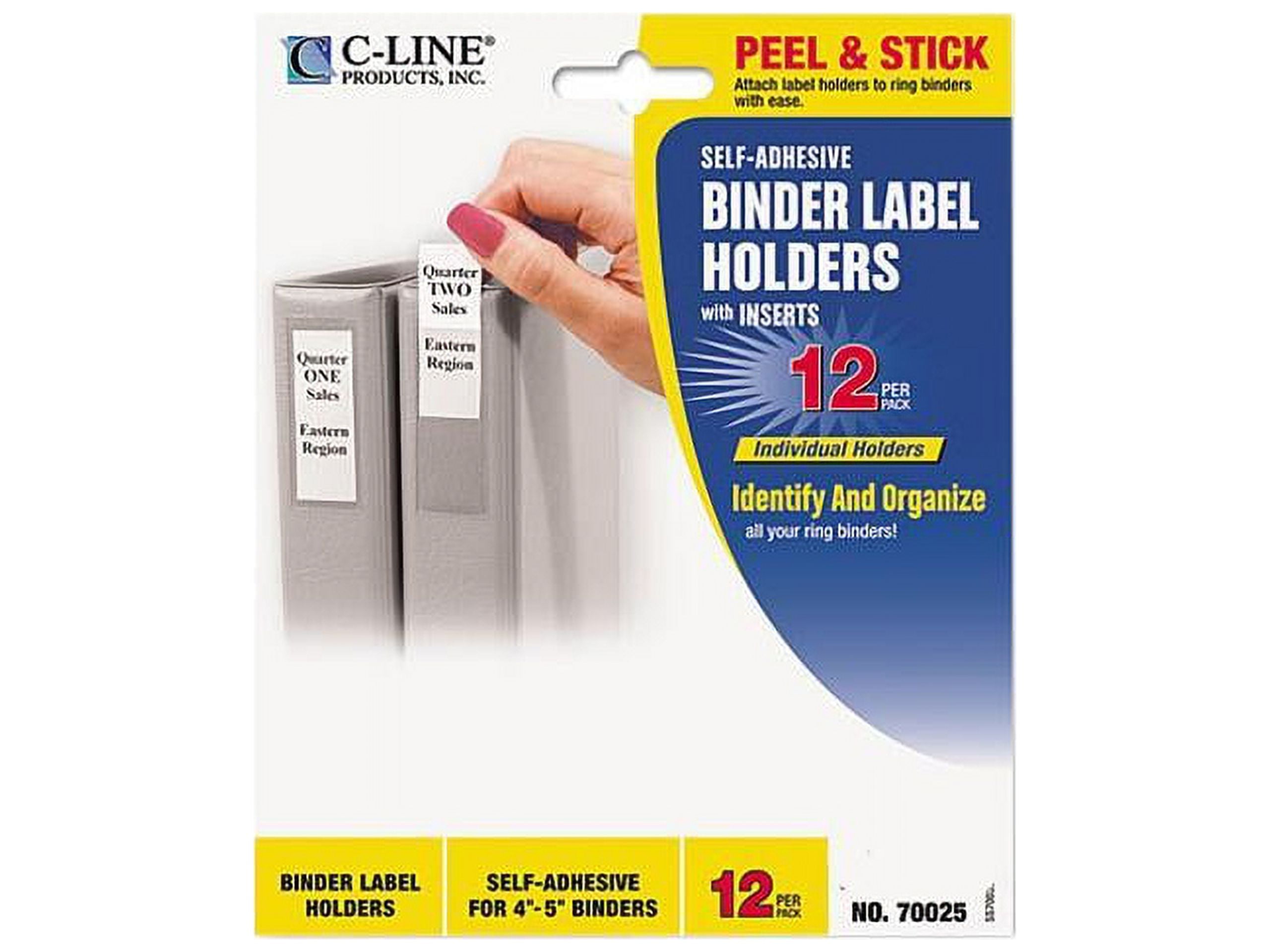 Self-Adhesive Ring Binder Label Holders, Top Load, 1 x 2,81, Clear, 12/Pack Self-Adhesive Ring Binder Label Holders, Top Load, 1 x 2,81, Clear, 12/Pack