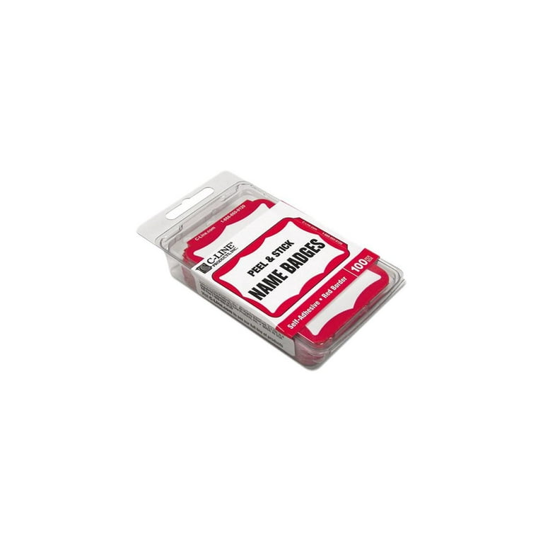 C-Line Self-Adhesive Name Tags - Red Border, Peel & Stick, 3-1/2 x 2-1/4, 100/BX, 92264 C-Line Self-Adhesive Name Tags - Red Border, Peel & Stick, 3-1/2 x 2-1/4, 100/BX, 92264