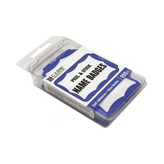 C-line 92265 Self-Adhesive Name Badges, 2 x 3-1/2, Blue, 100/Box