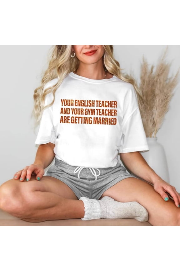 C-omfort Colors TeaC-her Couple Wedding Shirt, My English TeaC-her and Gym TeaC-her T-EE, Funny Bride Groom EngageM-ent T-Shirt for School Party