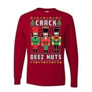 C r a c k D e e z Nuts Ugly Christmas Sweater Unisex Long Sleeves, Red, Small