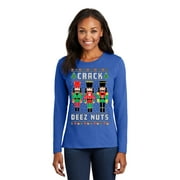 C r a c k D e e z Nuts Ugly Christmas Sweater Womens Long Sleeves, Royal Blue, X-Large