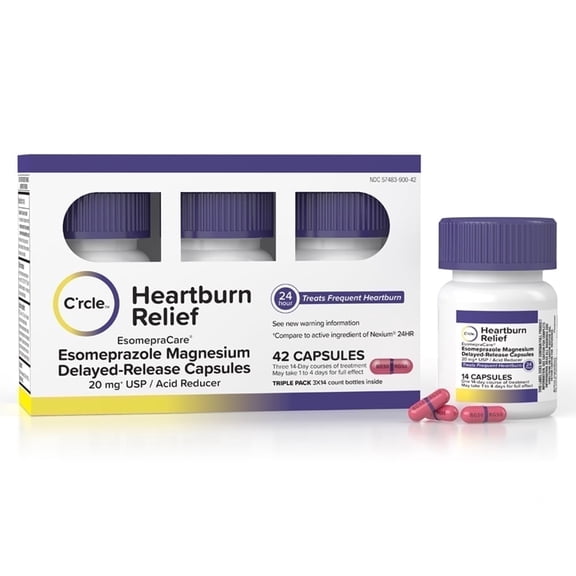 C'rcle Delayed Release Esomeprazole Heartburn Relief Capsules, 20 mg, 42 Count
