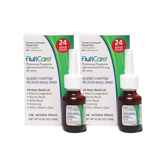 C'rcle FlutiCare Fluticasone Propionate Nasal Spray Allergy Relief 2 Pack, 50 mcg, 120 Sprays Each