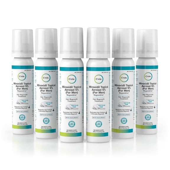 C'rcle Minoxidil Hair Regrowth Treatment Foam for Men, 5%, 6 Count (6-Month Supply)