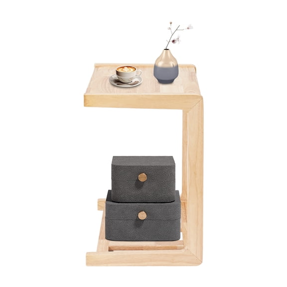C-shaped End Table Rounded Corners Small Side Table End Table with Wheels Placed Next to The Sofa for Drinks and Snacks