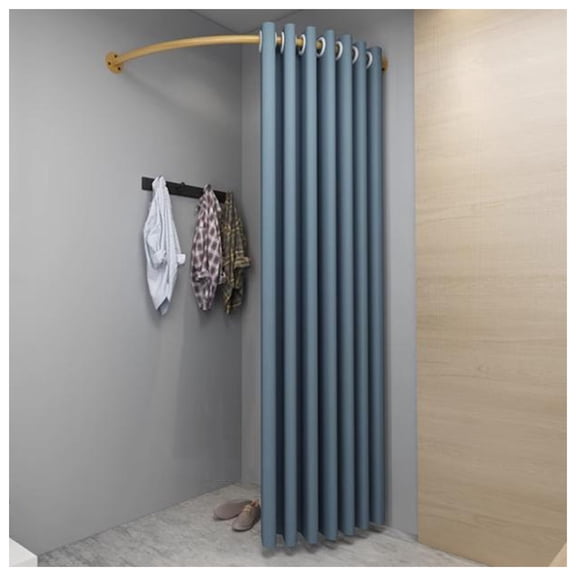 C-shaped freestanding metal fitting room, partition privacy protection curtain kit, with shading curtain for clothing stores