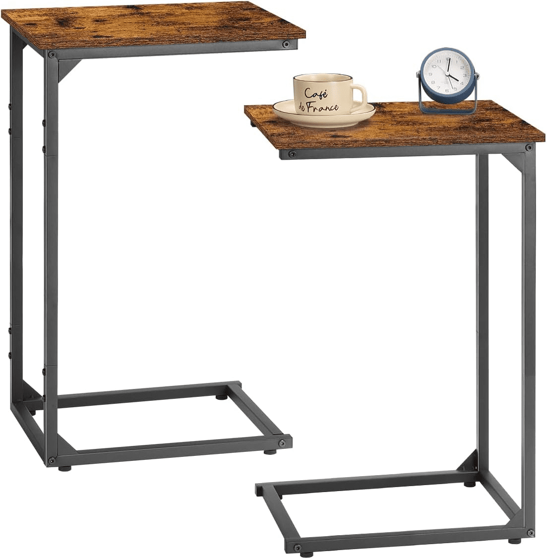 Sudwesto C-Shaped Side Table Set Of 2, End Table For Couch, Small Sofa Table With Metal Frame For Living Room Bedroom Bedside