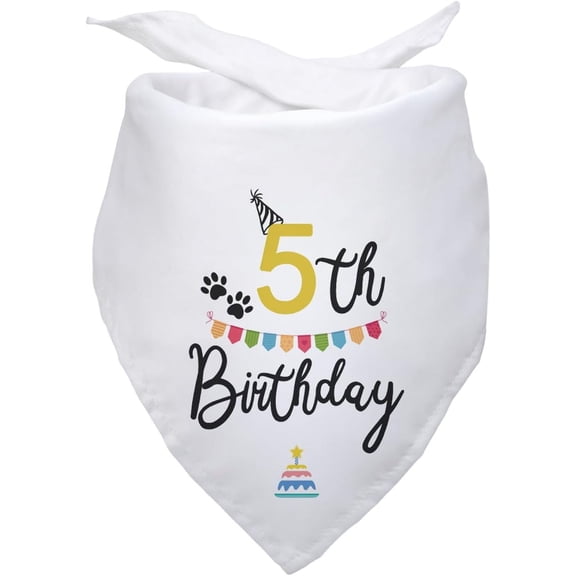 C struff Birthday Dog Bandana Scarf for Party Supplies - Triangle Shape Happy Dog 5th Birthday Accessories