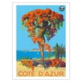 thumbnail image 1 of Côte d'Azur France - French Riviera - Chemins de fer de Paris-Lyon-Méditerranée Railway (PLM) - Vintage Travel Poster by Julien Lacaze c.1935 - Bamboo Fine Art 290gsm Paper Print (Unframed) 24x32in, 1 of 4