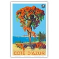 thumbnail image 1 of Côte d'Azur France - French Riviera - Chemins de fer de Paris-Lyon-Méditerranée Railway (PLM) - Vintage Travel Poster by Julien Lacaze c.1935 - Master Art Print (Unframed) 12in x 18in, 1 of 4