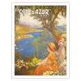 thumbnail image 1 of Côte d'Azur France - French Riviera - Vintage Travel Poster by David Dellepiane c.1947 - Fine Art Matte Paper Print (Unframed) 20x26in, 1 of 4