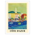 thumbnail image 1 of Côte d'Azur (French Riviera) - Saint Tropez Port - French National Railway - Vintage Railroad Travel Poster by Roger Bezombes c.1966 - Fine Art Matte Paper Print (Unframed) 24x32in, 1 of 4