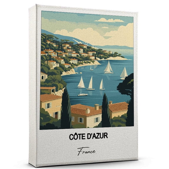 Cte d'Azur Travel Decorative Art Canvas  France Canvas  Colorful Travel Wall Decor for Any Room  Makes a Thoughtful Gift