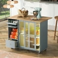 thumbnail image 1 of C0000J Rolling Kitchen Island With Storage Drawer Adjustable Shelf Sliding Glass Door Cabinet With LED Light For Kitchen, 1 of 9