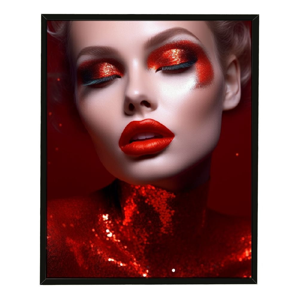 C04-GENYS Aesthetic Wall Art Sexy Woman Face Red Lips Canvas Wall Art ...