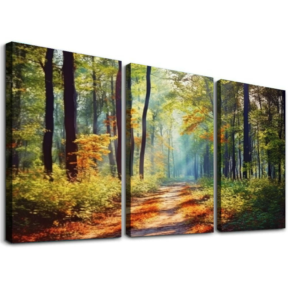 C04-GENYS Autumn Forest Large Stretched Canvas Wall Art For Living Room ...