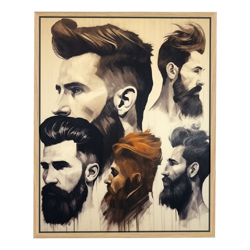 C04GENYS Salon Black Men Beard and Haircut Styles Poster