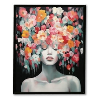 Woman With Flower Head Canvas Painting, Flower Woman Canvas Print, Woman  Wall Art, Colorful Flower Body Canvas Print, Women Canvas Paint 