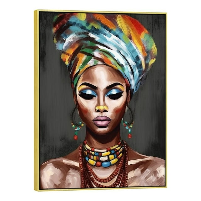 C04-GENYS Black Girl Canvas Wall Art - African American Wall Art Framed ...