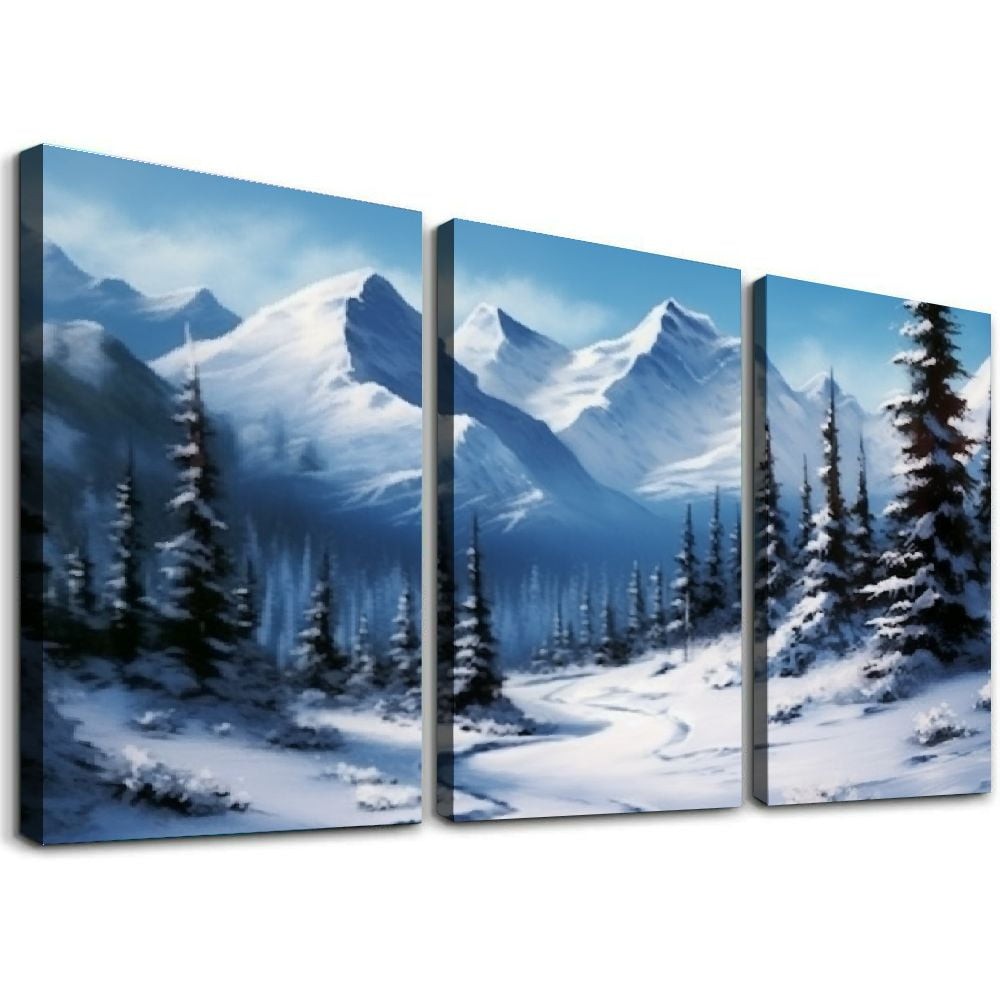 C04-GENYS Bob Ross Winter Mountain Art Print Painting Bob Ross Poster ...