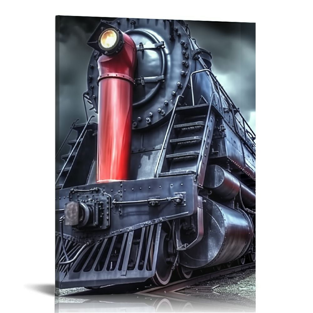 C04-GENYS Canvas Wall Art Steam Train Roaming on the Tracks Pictures ...
