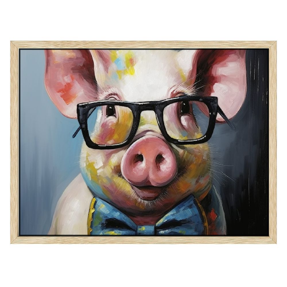 C04GENYS Cartoon Pig Canvas Wall Art Poster for Living Room Modern