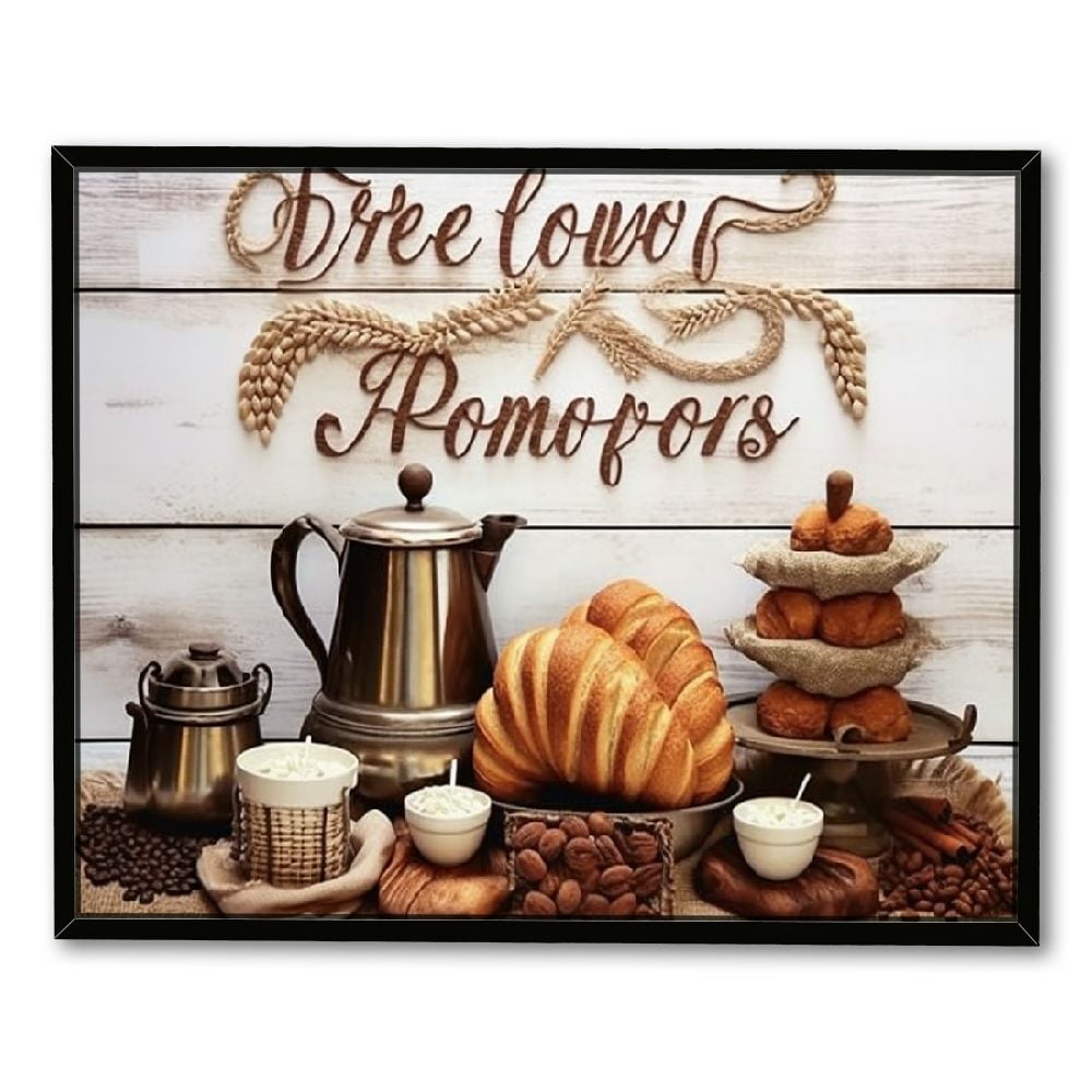 C04GENYS Christian Kitchen Wall Art Coffee Bread Wall Decor Rustic