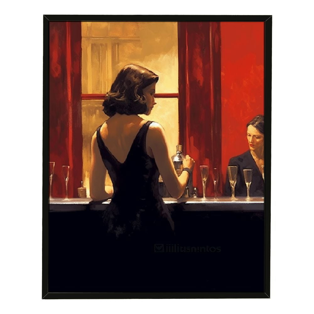 C04GENYS Cigar Bar Wall Art Printing Woman And Man Enjoy Drinking At