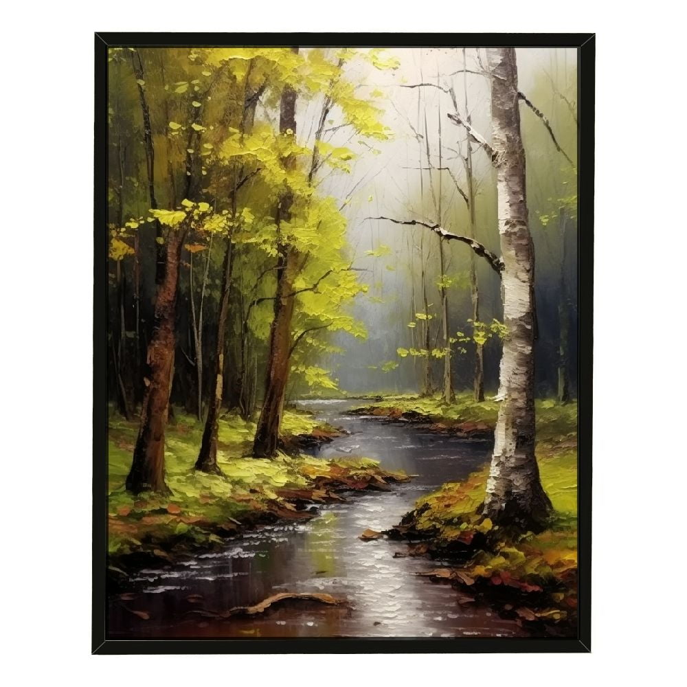 C04GENYS Contemporary Art Landscape On Canvas Abstract Textured Tree Painting acrylic frame