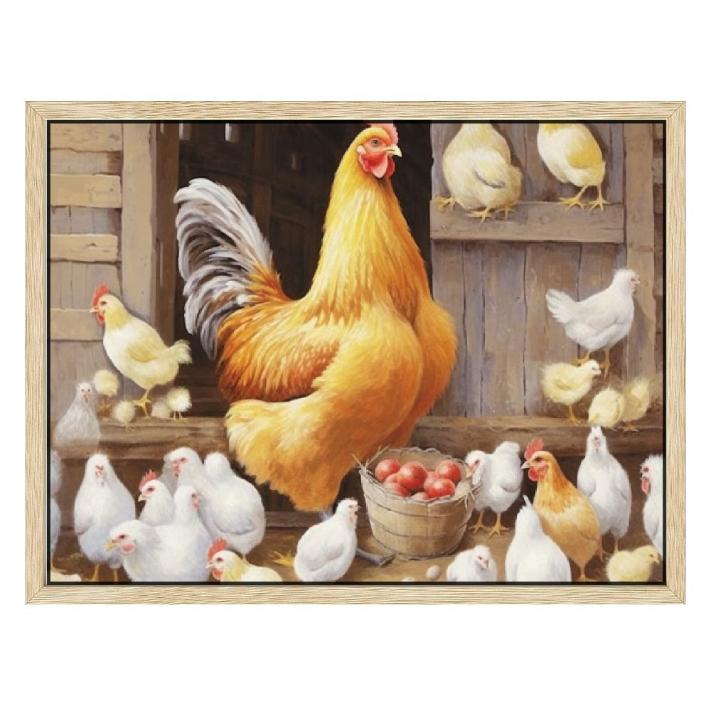 C04-GENYS Farmhouse Wall Art Rooster Print: Hen Painting Small Born ...
