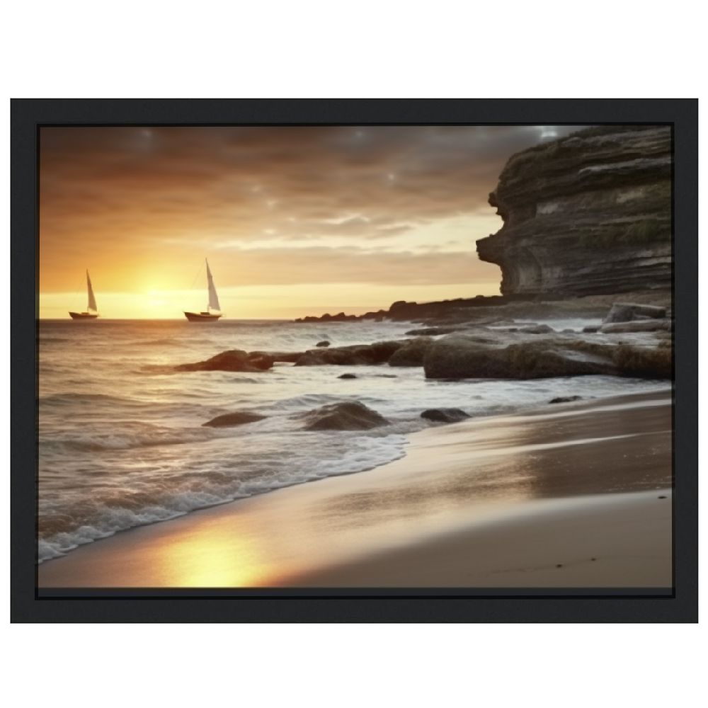 C04-GENYS : Framed Large Ocean Artwork Sunset Beach Seascape Picture ...