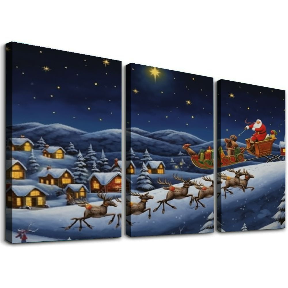 C04GENYS Gallery Wrapped Canvas Christmas Wall Art Print for Holiday
