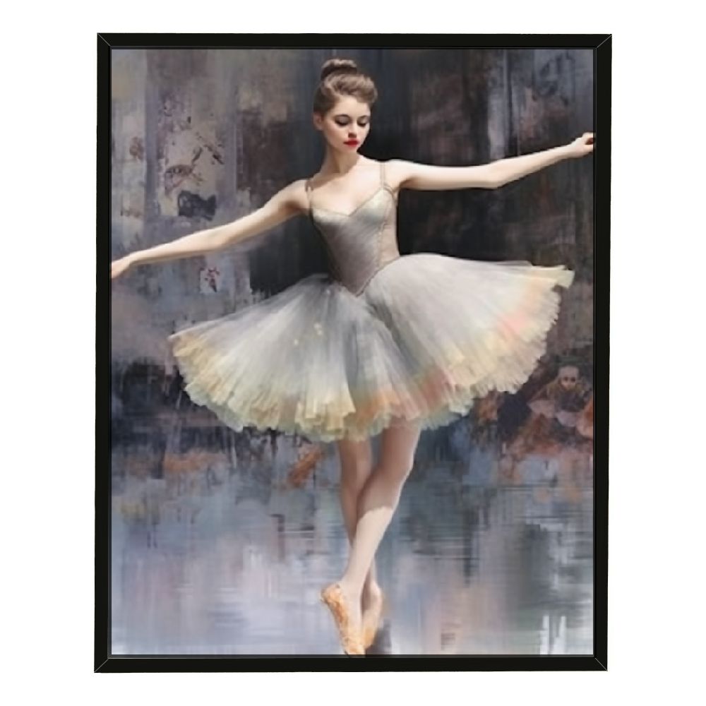 C04GENYS Girl Dance Canvas Wall Art Ballerina with Black Swan Ballet Art Print Abstract Dancing