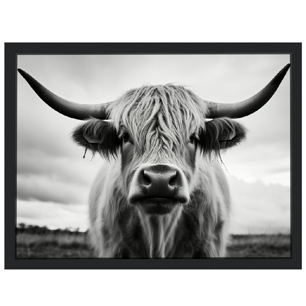 C04GENYS Highland Cow Wall Art Canvas Printings Black and White Animal