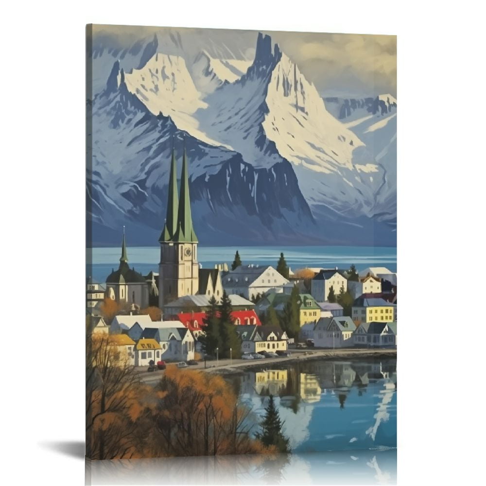 C04GENYS Iceland Reykjavik Vintage Travel Poster Canvas Art Poster