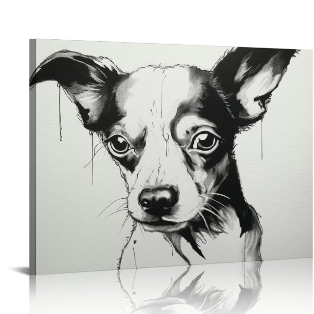 C04GENYS 'Line Dog Chihuahua' by Chris Paschke, Giclee Canvas Wall Art