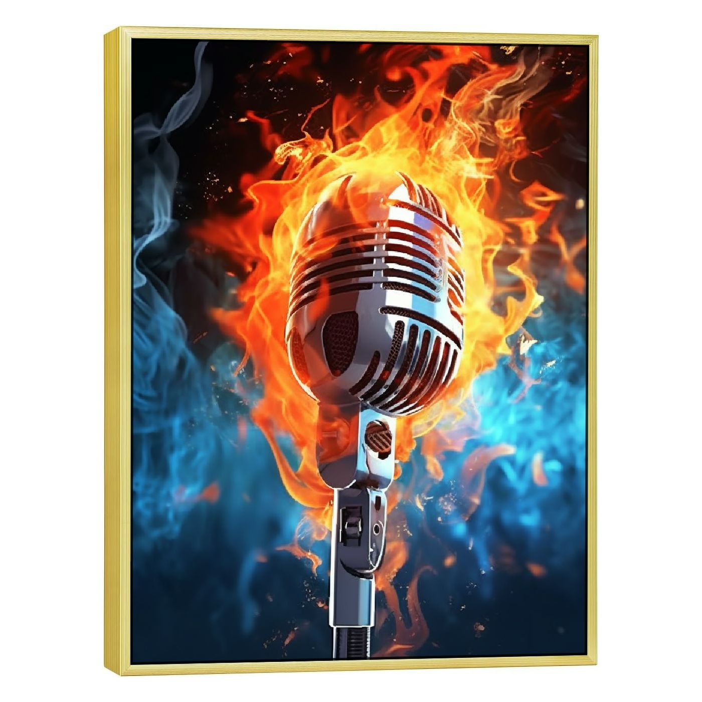 C04GENYS Microphone Wall Art Mic Artwork Canvas Print Wall Art