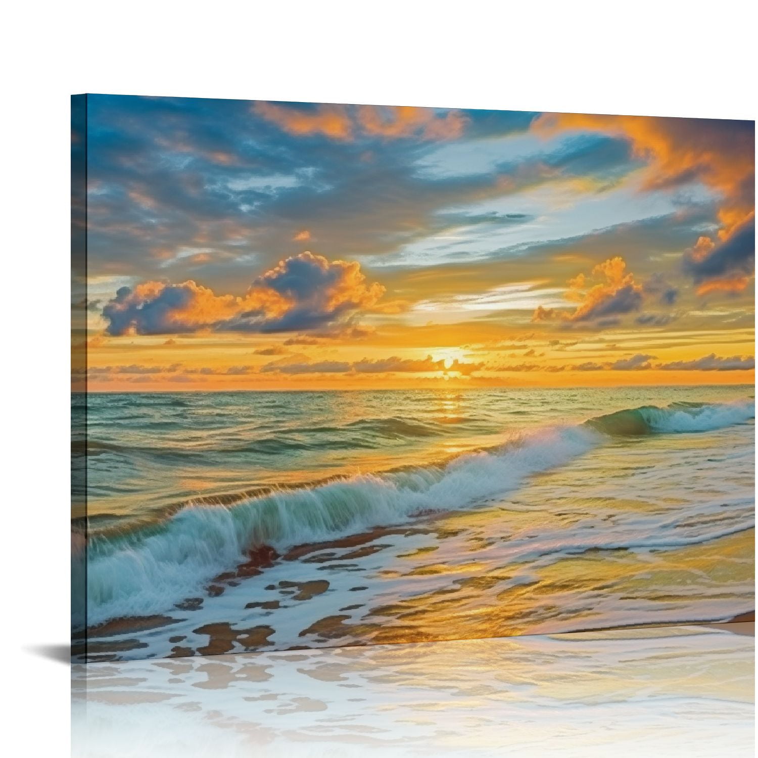 C04GENYS Ocean Beach Wall Canvas Print Coastal Scene Sea Scenic