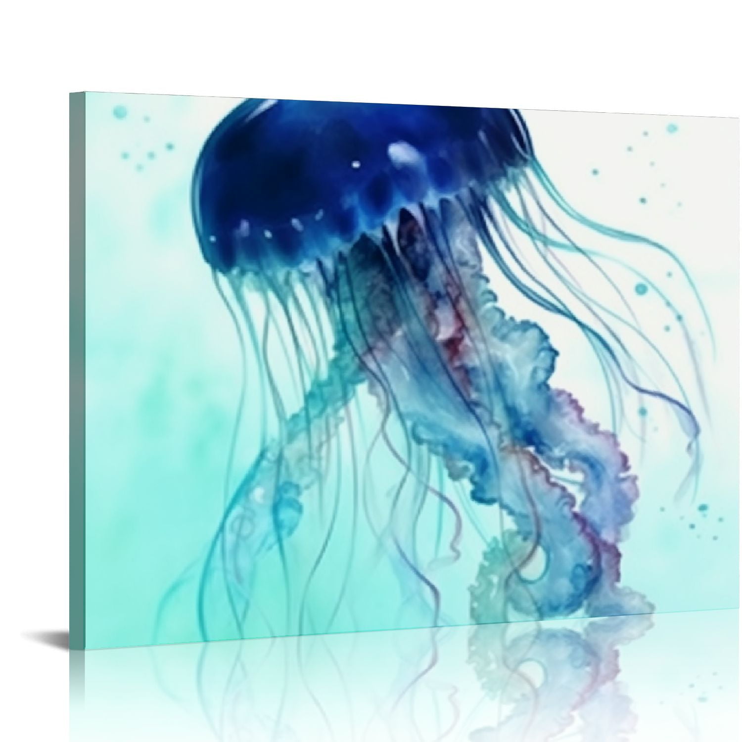 C04GENYS Ocean Theme Wall Art Sea Animal Blue Jellyfish Tropical Fish