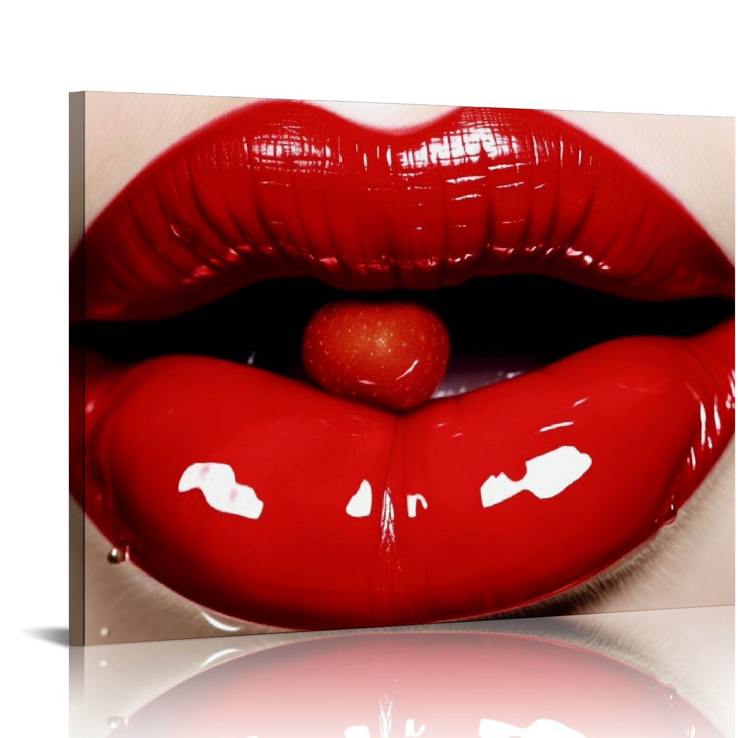 C04GENYS Sexy red lips canvas wall art seductive red and black lips print wall decor bedroom