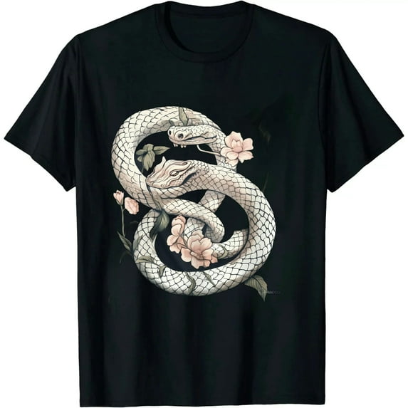 C04-GENYS Snake & Flowers Gothic Witchy Punk T-Shirt