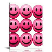C04-GENYS Trippy Smiley Face Wall Art - Pink Smile Preppy Room Decor Poster print - Dorm Room Decor - Contemporary art Aesthetic Indie Grunge Home Decor - Living room, Girls Bedroom Decor 16x20 inch