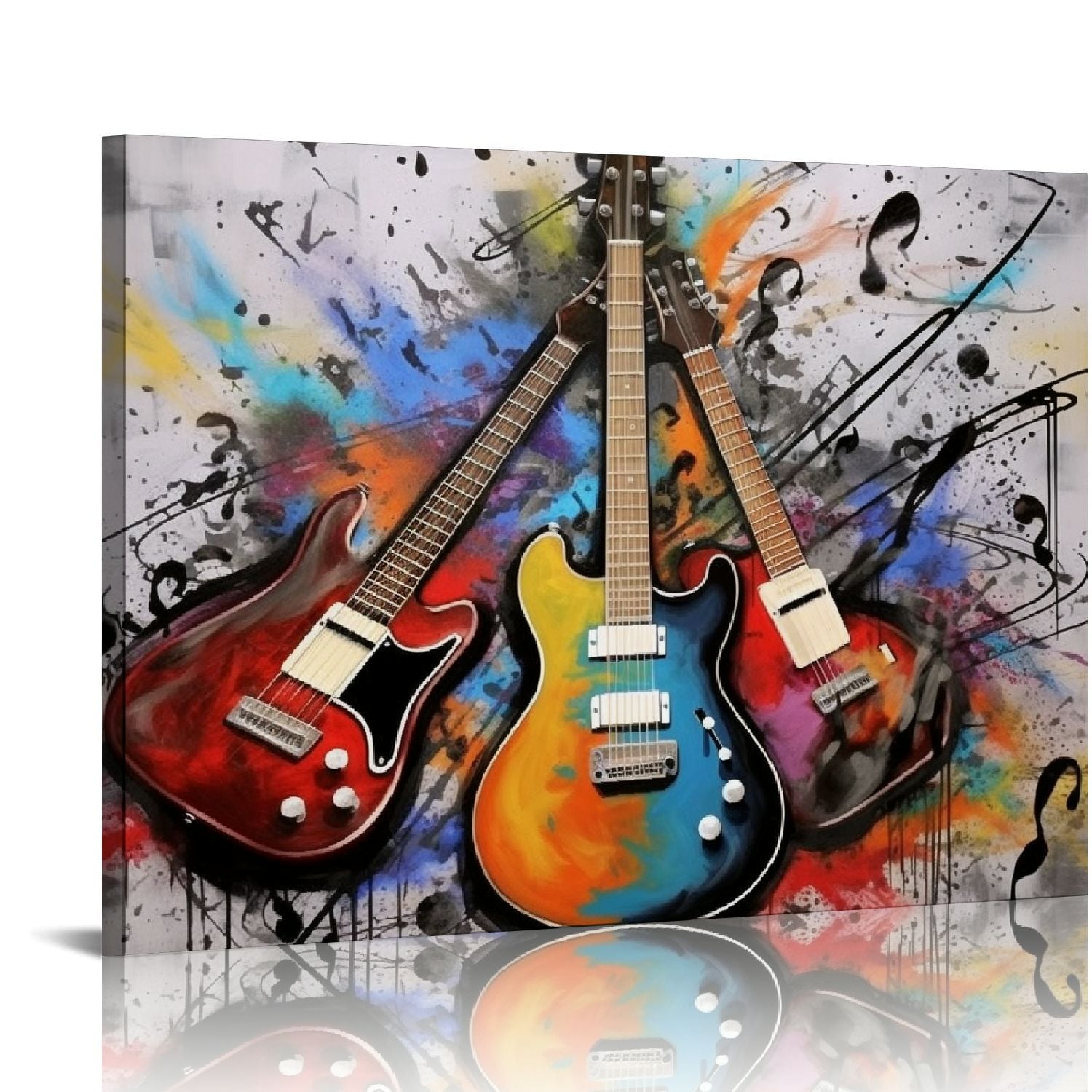 C04GENYS Vintage Guitar Canvas Wall Art Music Notes Picture Prints