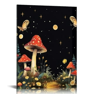 Vintage Dark Night Green Mushroom Forest Wrapping Paper by Vintage