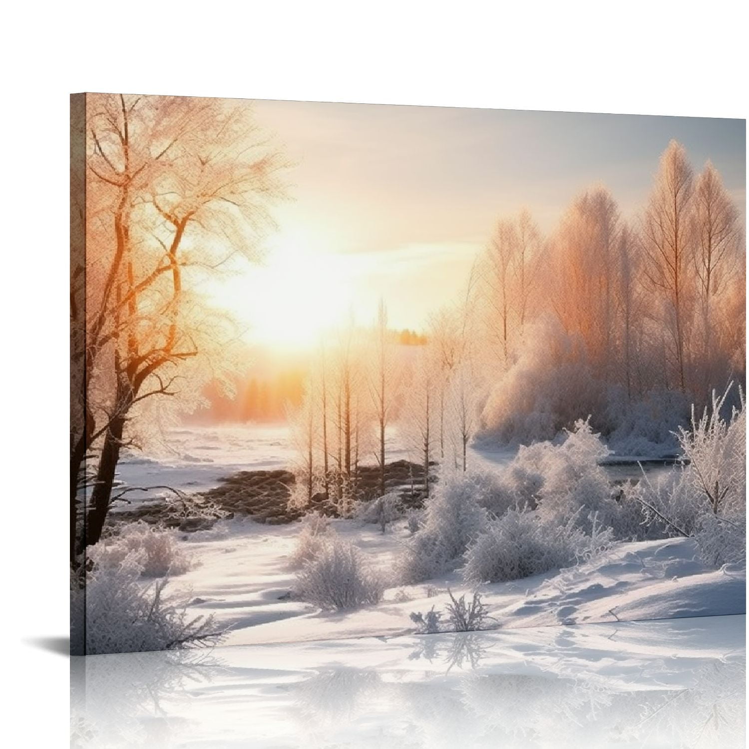 C04GENYS Winter Tree Canvas Wall Art Snow Covered Winter Forest