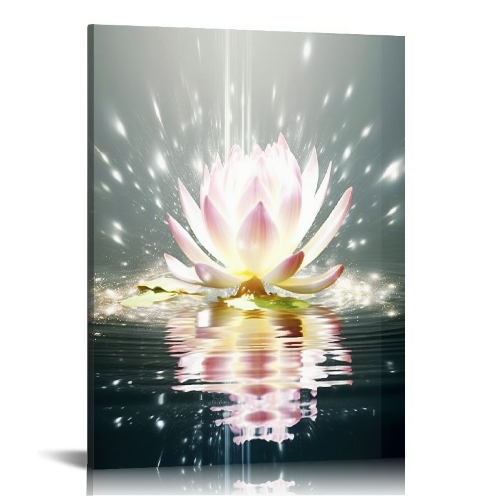 C04-GENYS Zen Canvas Wall Art White Lotus Flower Bloom in Water Picture ...